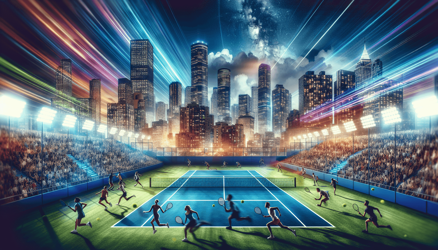 Un vibrante paisaje urbano como telón de fondo para un torneo de Shadow Tennis